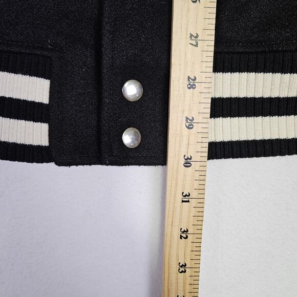 Abercrombie & Fitch Varsity Bomber Jacket Mens XL Wool Feel Relaxed Fit Black - Picture 10 of 10
